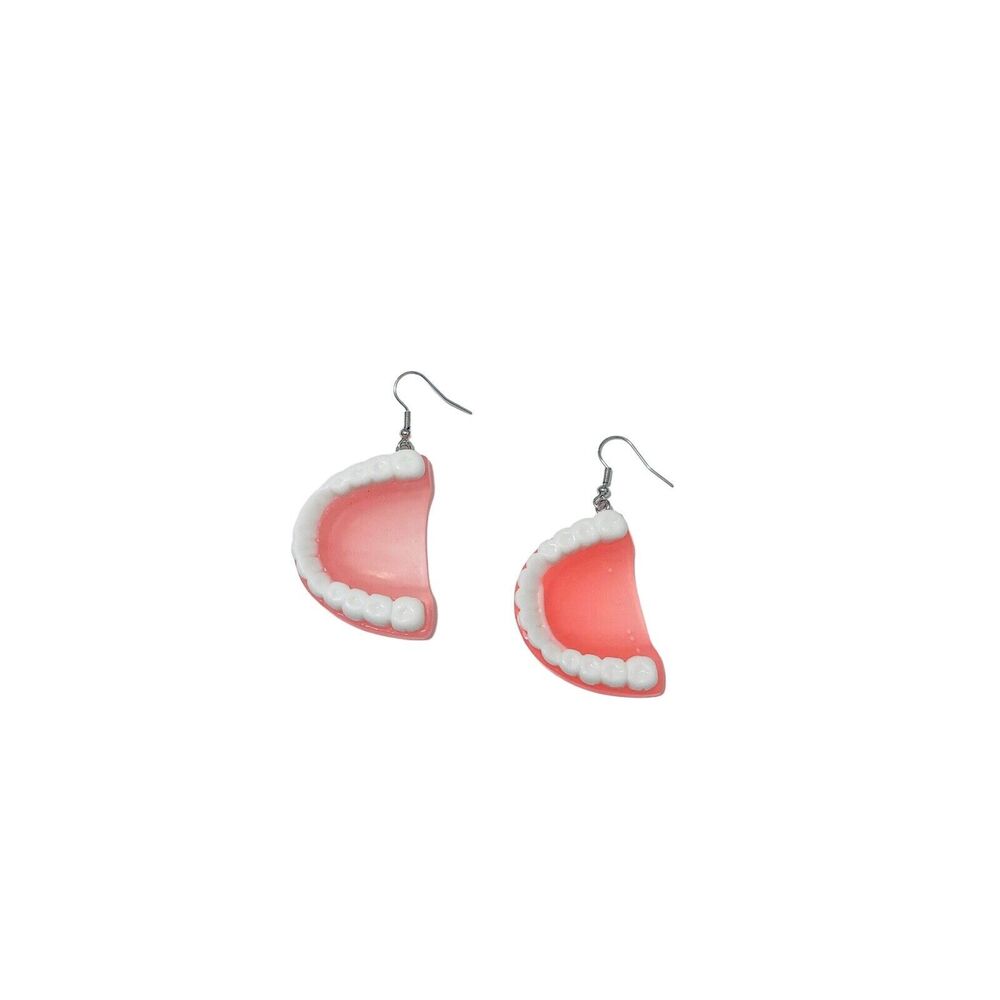 Retro Novelty Dentist Dentistry Dentures Teeth Funky Dangle Earrings